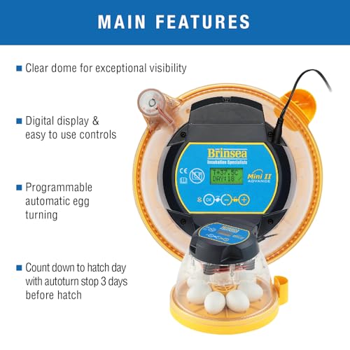 Brinsea Mini II Advance Egg Incubator with Automatic Egg Turning and Temperature Control for Hatching 7 Chicken, Duck, or Other Eggs, Ideal Incubator for Hobbyists, Teachers, and Learners