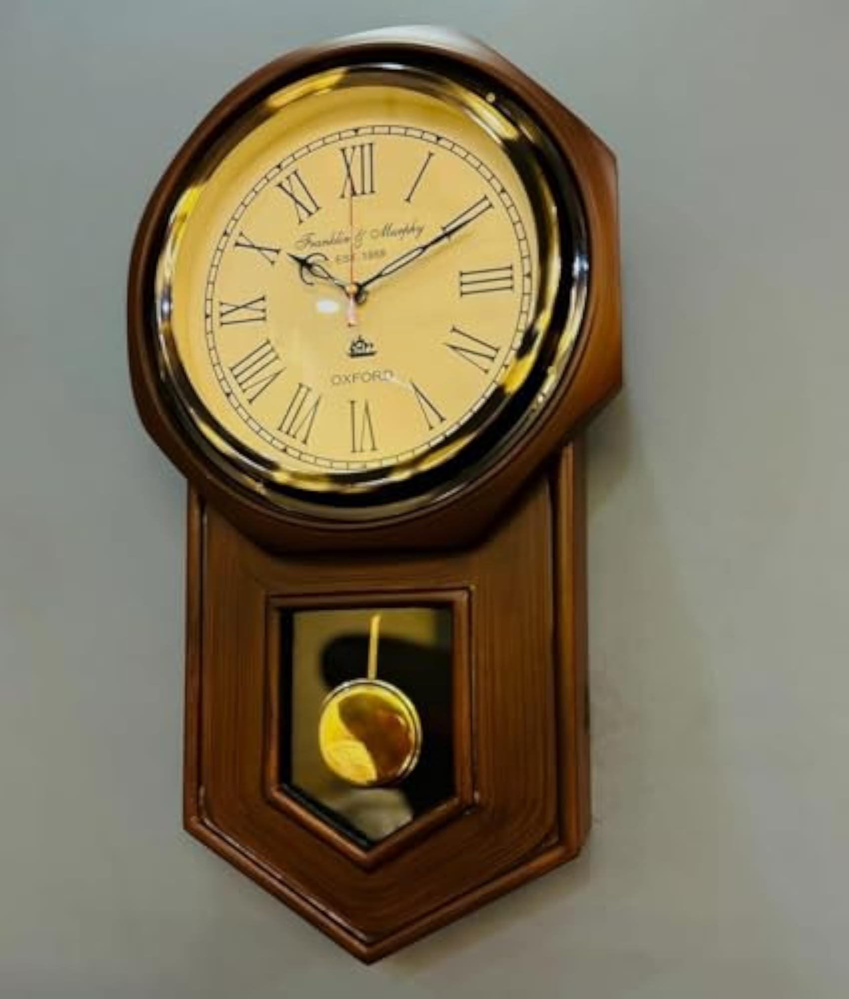 Vertical Wooden Case Analog Pendulum Wall Clock