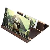Mobile Phone Screen Magnifier,Merrday 12inch Wooden High Definition Smartphone Screen Amplifier Movie Video Amplifier with Wood Grain Anti-Radiation Flexible Expander Stand Holder (Coffee)