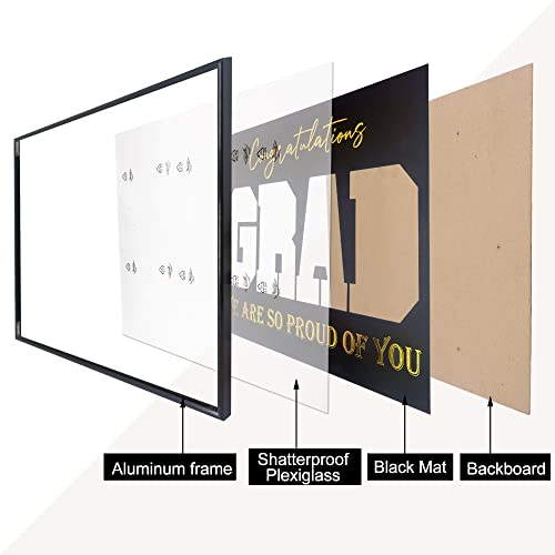 Graduatepro 2023 Graduation Picture Frame,17X12 Black Frame With Black Mat-Displays Four 4X6 Photos, Wall Mounting #TOP3