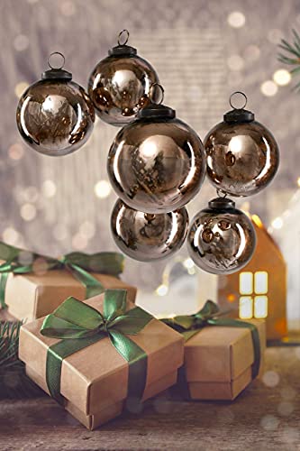 Serene Spaces Living SSLBG6088BZSFS Set Of 6 Antique Bronze Mercury Glass Christmas Ball Ornament thumb #2