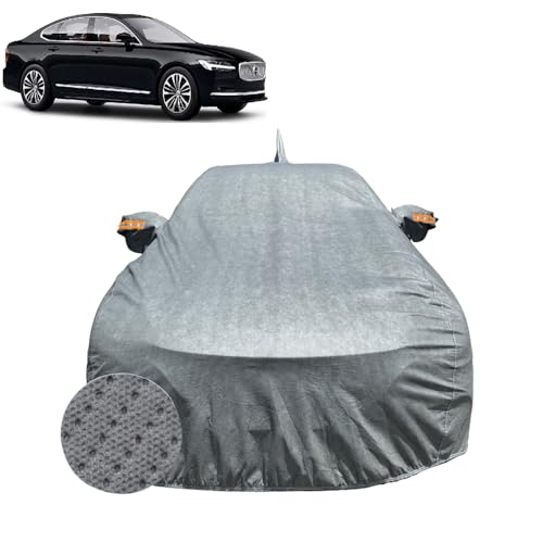 Image of Car Cover for Volvo S90 (2016-2025) | 100% Waterproof Cover with Reflective Mirror Pockets | Dustproof, Scratchproof, Heatproof Volvo S90 Car Cover |Soft Cotton Lining| Grey