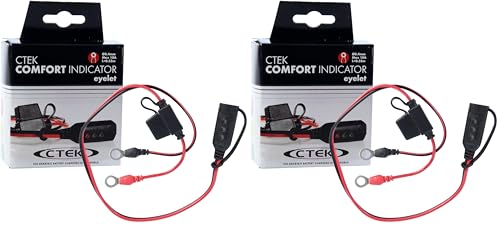 Image of CTEK 56-382 Indicator Eyelet M8 Practical LED Indicator for Immediate Indication of Battery Charge Levels, Red/Black (Pack of 2)