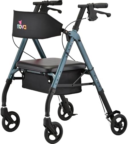 NOVA Star 6 Foldable Rollator Walker for Seniors, Wide Padded Bac...