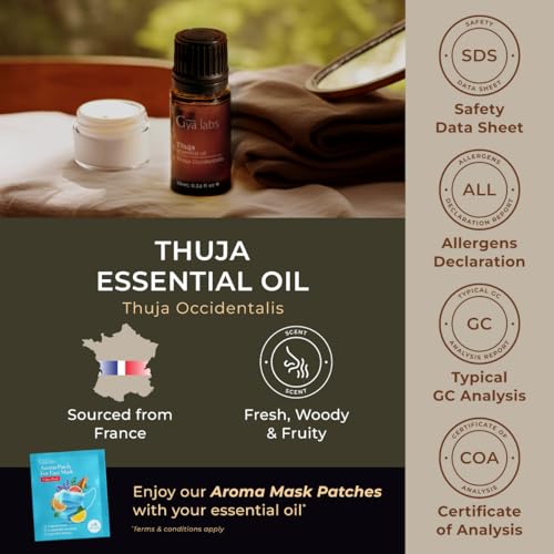 Image of 100% Pure Thuja Essential Oil - 0.34 Fl Oz - Thuja Oil for Hair, Skin, Diffuser, Aromatherapy & DIY Candle Making Scent