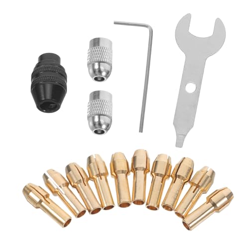 Ipetboom Electric Collet Drill Chuck Set for Rotary Tool with 10 Copper Cores, 2 Wrenches, and 2 Lock Nuts, Compatible with Electric Grinder for Metal Engraving, Polishing, and Industrial