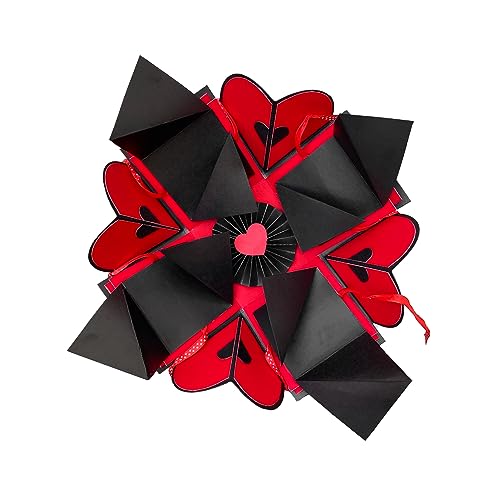 Image of Exploding box Surprise Gift Box /Unique gifts for birthday /anniversary /handmade greetings Card (Red & Black)