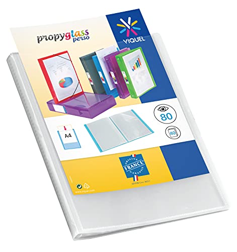 Viquel - Protège documents personnalisable - Reliure Format A4 - Porte vues 80 Vues (40 pochettes) - Fabriqué en France - Pochettes qualité supérieure - Incolore