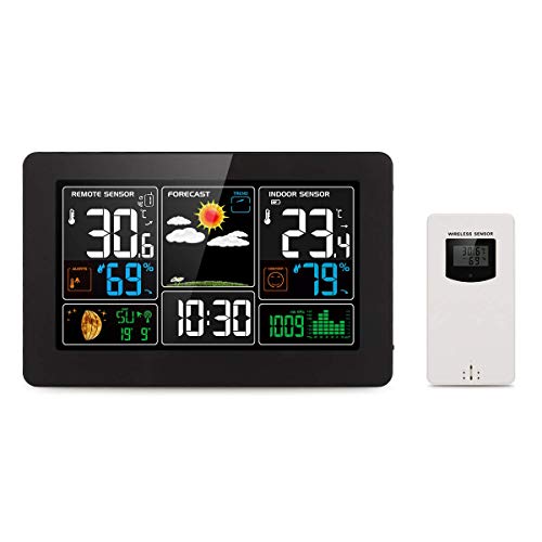 Maschinenteile PT3388 Indoor Outdoor Wetterstation Digitale Farbvorhersagestation mit Alarm und Temperatur/Luftfeuchtigkeit/Barometer/Alar