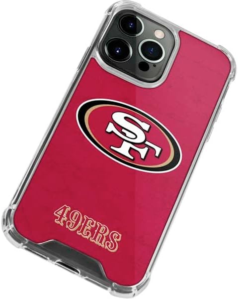 Skinit Clear Phone Case Compatible with iPhone 13 Pro Max - Officially Licensed NFL San Francisco 49ers Distressed Design