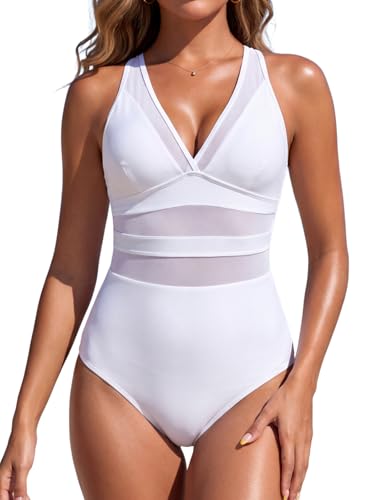 Colloyes Maillot 1 pièce femme col V maille blanc L
