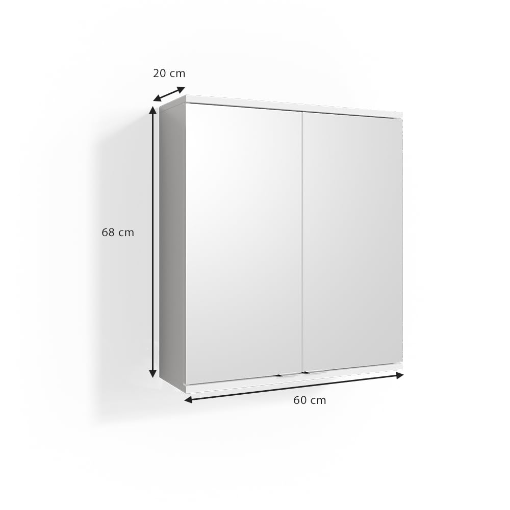 Vicco Szafka z lustrem w łazience "Roy", Biały, 60 x 68 cm