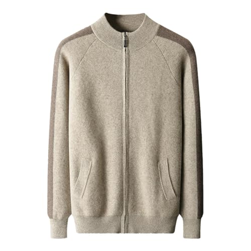 Cardigan tricoté manches longues col roulé cachemire homme