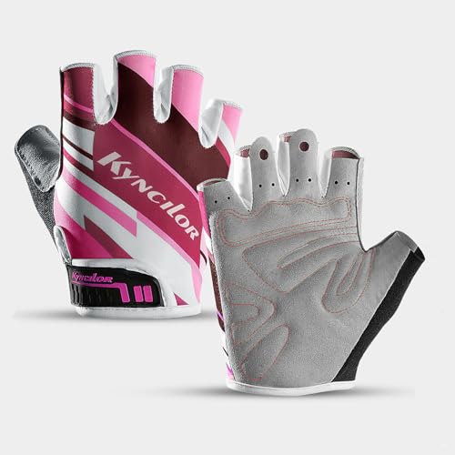 XUEXU Gants de cyclisme pour l'extérieur - Demi-doigt - Unisexe - Résistants à l'usure - Respirants et antidérapants - Absorbant les chocs - Rouge, L
