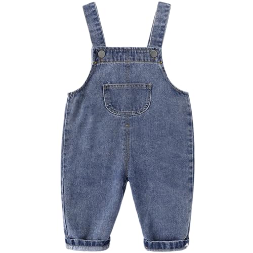 CAHL&FAUO Baby Girls Overalls Boy Snap Trousers Solid Color Denim Bib Pants Overall Loose Romper Sleeveless Jumpsuit Outfit 6-12 Month Basic