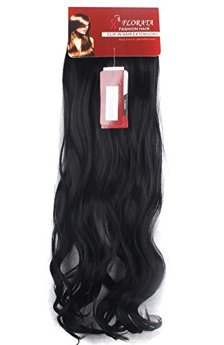 Lelinta 7Pcs 16 Clips 24 Inch Wavy Curly Full Head Clip In On Double Weft Hair Extensions, Dark Black, 24 Inch #TOP3