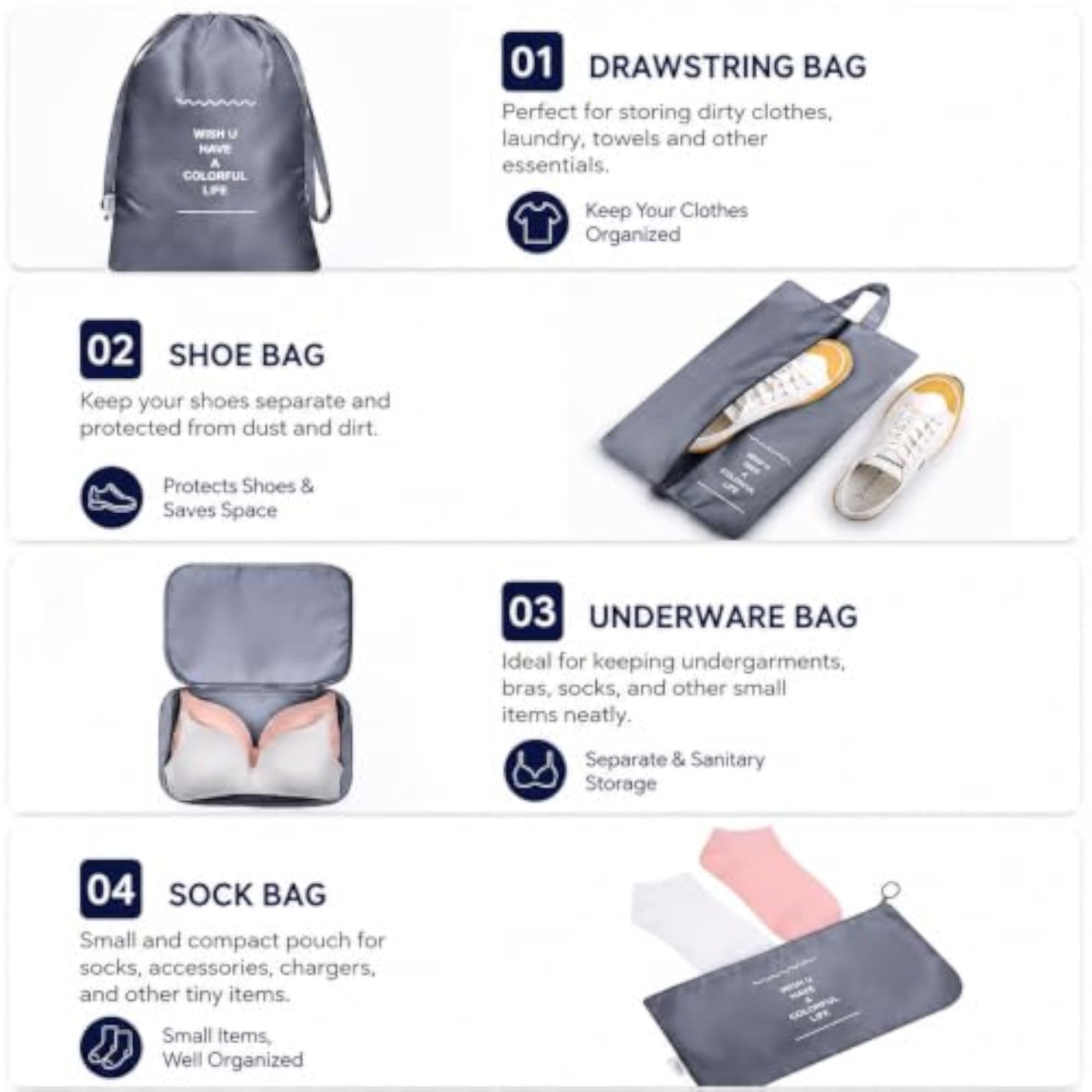 7 Pcs Travel Organizer Set, Packing Cubes for Suitcase