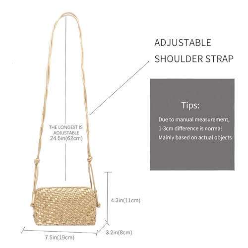 Woven Crossbody Bag for Women,Small Handbag Cute Purse Vegan Leather Handmade Shoulderbag,Lightweight Tote Bag with Strap3