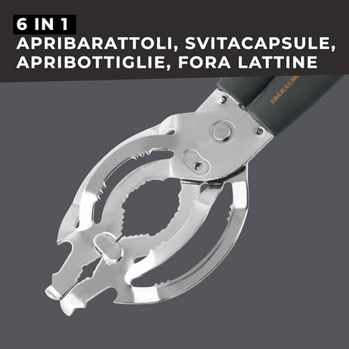 Fackelmann coperchi, Linea Apribarattoli/Svitacoperchi, Collection, in Acciaio Inox, Manico Soft Touch (Colore: Nero/Arancione/Argento), 24,5x2,5x8,5 cm - immagine 6