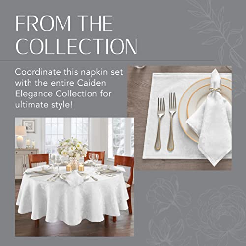 Elrene Home Fashions Caiden Elegance Damask Fabric Napkins (Set Of 4), 17" X 17", White 4 Count #TOP5