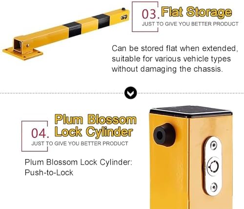 Lockable Folding Security Bollard Folding Parking Lock for Car Park Protection.Folding Parking Barrier - Safety Bollard with Floor Lock for Driveway and Garage Security, Car Stopper Post for image 5