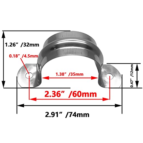 Nge 1Inch Rigid Pipe Strap Clamp-Two Hole Strap-U Bracket Tube Clip-Stainless Steel Heavy Duty Pipe Fasten Holder-Secures Conduit，50Pcs（35Mm) #TOP1