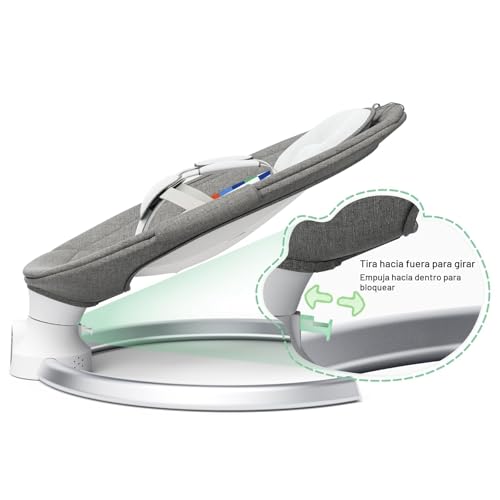 Miniatura 4 de Brolteja Mecedora Bebe Electrica, Hamaca Bebé Eléctrica Para Desde El Nacimiento Hasta Los 6 Meses, Bluetooth Y App Control Silla Mecedora,5 Modos De Columpio,10 Melodías, Con Arnés Seguridad 5 Puntos