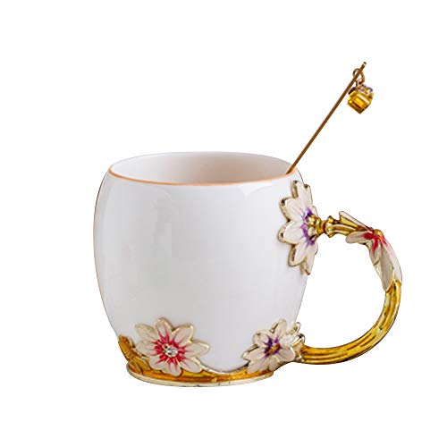 Get Special Price baogaier Ceramic Cup, Tea Cup, Coffee Cup, Creative Hand-Made Rose, Unique Personalized Gift, is The First Choice for a Friend's Wedding Anniversary Christmas Birthday (Purple Daisy)