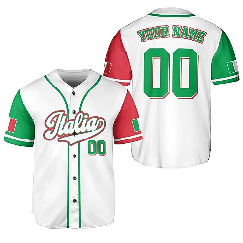 Parvii Personalized Italia Baseball Jersey, Italian Shirts for Men & Women, Italian Jersey, Italy Italian Flag Jesey Gift (Style 7)