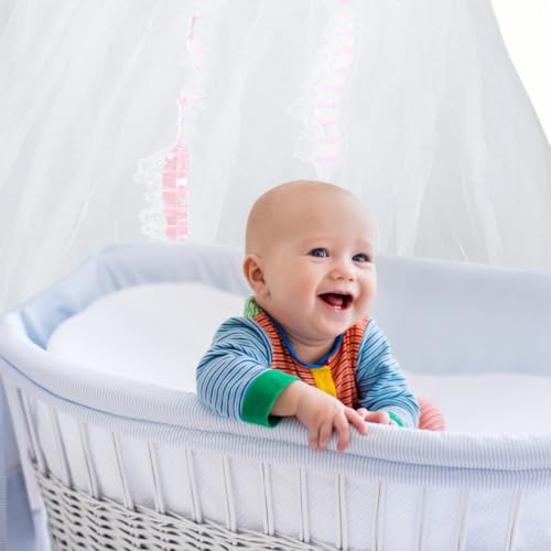 Mosquitera para cuna infantil Toddmomy con dosel rosa redondo 5