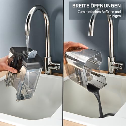 Rowenta Clean It Fleckenreiniger, tragbarer Teppichreiniger, schnelle und einfache Reinigung, abnehmbarer 1.8-Liter-Tank, wechselbare Reinigungsköpfe, 400 Watt, Grau, Schwarz, IN5010F0