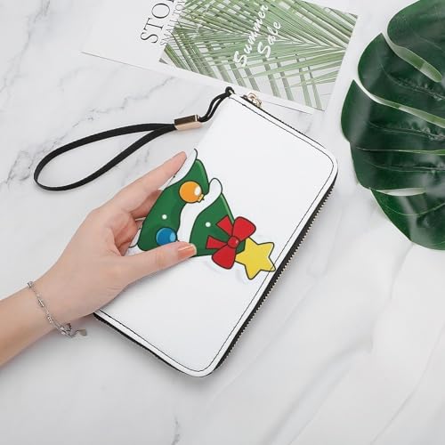 Cartoon Christmas Tree Simple PU Leather Clutch Long Bifold Wallet, Coin Purse Credit Pass Case, Durable Card-Holder Money Storage for Women Men4