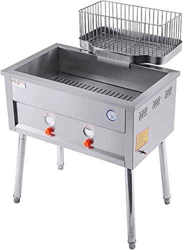 WOTZOV Freidora de Gas Comercial, freidora de Acero Inoxidable con Tapa y Patas telescópicas extraíbles, Gran Capacidad de 25 l, para restaurantes comerciales y de Comida r