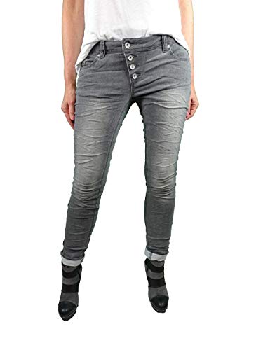 Buena Vista Jeans pour Femmes Malibu Pantalon Jogghose Joggpants Sweat Denim - Gris, XL