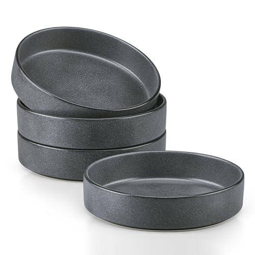 Herogo Pasta Bowls Set of 4, 35oz Shallow Stoneware Salad