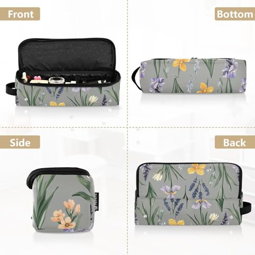 Bolsa de viaje para herramientas de cabello con tapete para planchas doble capa y portaherramientas térmico gris con diseño de flores lirio lavanda miniatura 5