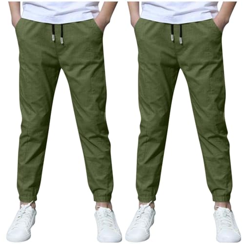 2 Pack Boys Lightweight Sweatpants Drawstring Adjustable Waist Jogger Teens Solid Fall Casual Pant School Uniform