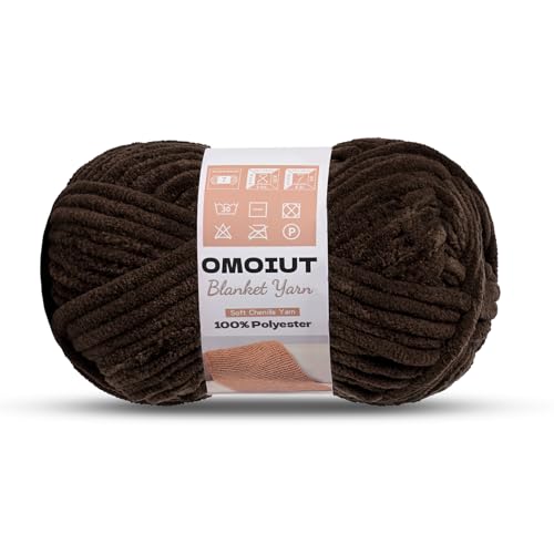 Image of OMoiout Chunky Chenille Yarn for Crocheting, Soft Baby Blanket Yarn, #7 Super Bulky, Chunky Knit Blanket Crochet Yarn, 7 oz /109.4 yds Fluffy Velvet Amigurumi Yarn(Coffee)