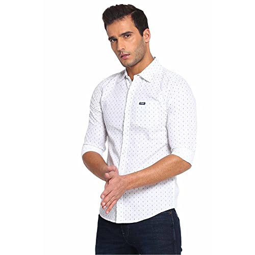 Image of Wrangler Men White Printed Slim FiT-Shirt