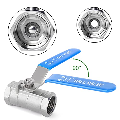 image for Taisher 4 Pcs 1/2 Inch FNPT Heavy Duty Full Porat Ball Valve Kit, 304 