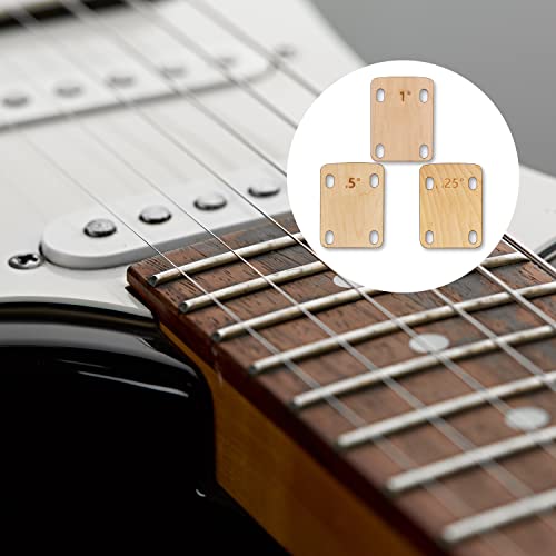 SAVITA 3 Stück Gitarren Hals Shim, Massives Ahornholz Gitarrenhals Unterlegscheibe Schutz 0,25, 0,5 und 1 Grad Gitarrenhalsplatte Werkzeug für Gitarre Bass Reparatur