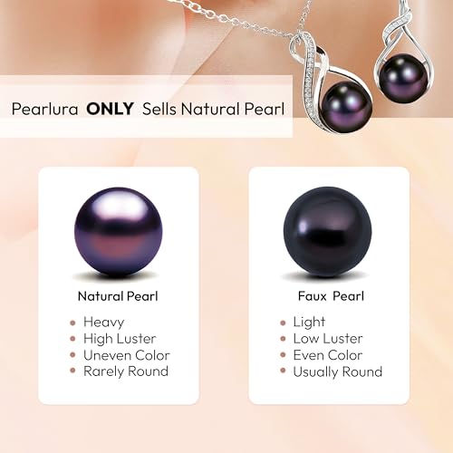 PEARLURA Black pearl necklace for women (Natural AAA+ 9mm) - Wedding anniversary's gift for wife (925 sterling Silver)- gift for wife - Real pearls necklace for women - black pearls necklace - pearl pendant - image 7