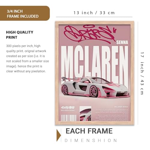 Image of kotart Big Sports Cars Framed Posters Gift Items for Boys Room Wall Decoration Bedroom Living Room Office Studio Decor | Car Poster Frame for Wall Decor Set Of 3 Size (13 X 17 inch)