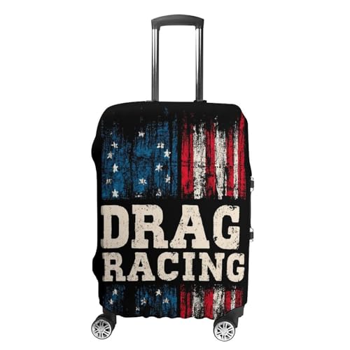Drag Racing Flag USA Funny Travel Luggage Cover Baggage Suitcase Cover Protector Skins 19-32 Inch