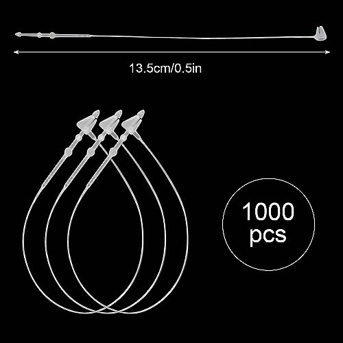Eclove 1000 Stück Etikettenfäden Kunststoff, 12,5 cm/5 Zoll Sicherheitsfäden, Verschlussnadeln für Preisetiketten Kleidung, Schuhe, Taschen, Accessoires (Weiß)