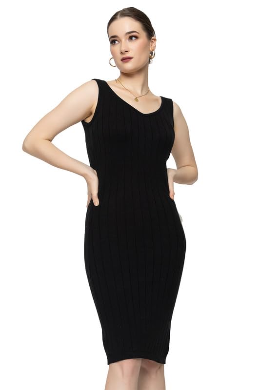 ArmistoWomen's Bodycon Plain Black Dress Formal Wear/Sporty Chic Look