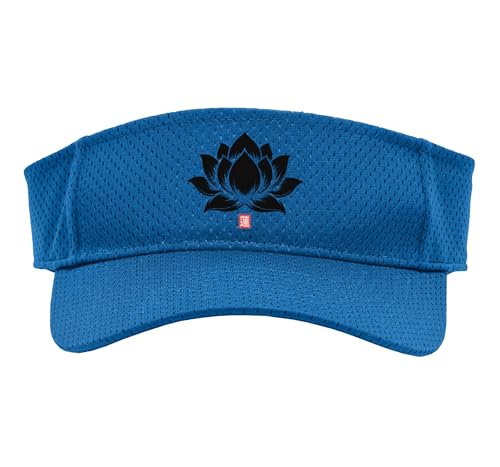 Lotus Flower Japanese Minimal Art Zen Meditation Spiritual Sport Sun Visor, Adult, One Size, Royal Blue