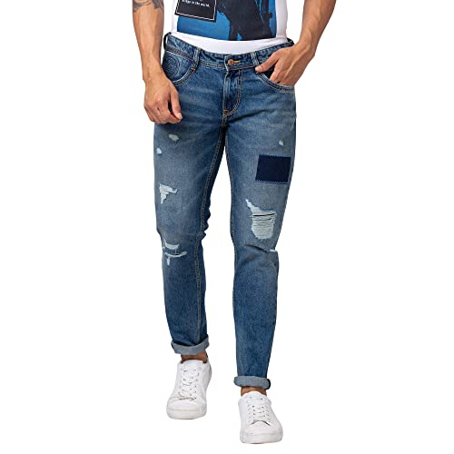 Image of Spykar Men's Kano Slim Fit Mid-Rise Jeans (Ankle Length)