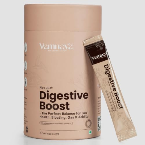 Image of Vamnaya Digestive Boost Powder | Gut Cleanse & Detox | SunFiber, Prebiotic, Probiotics & Digestion Support | 2 Billion CFU | Constipation, Bloating and Gas relief | With Ajwain, Jeera & Isabgol | Pack of 1