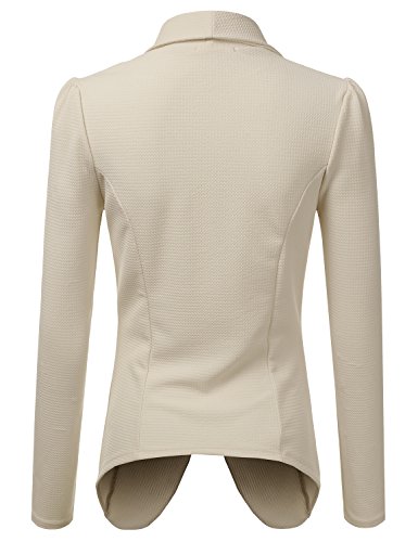 DOUBLJU Classic Draped Open Front Long Sleeve Business Casual Work Deconstructed Blazer Jackets for Womens with Plus Size - Thumbnail 3